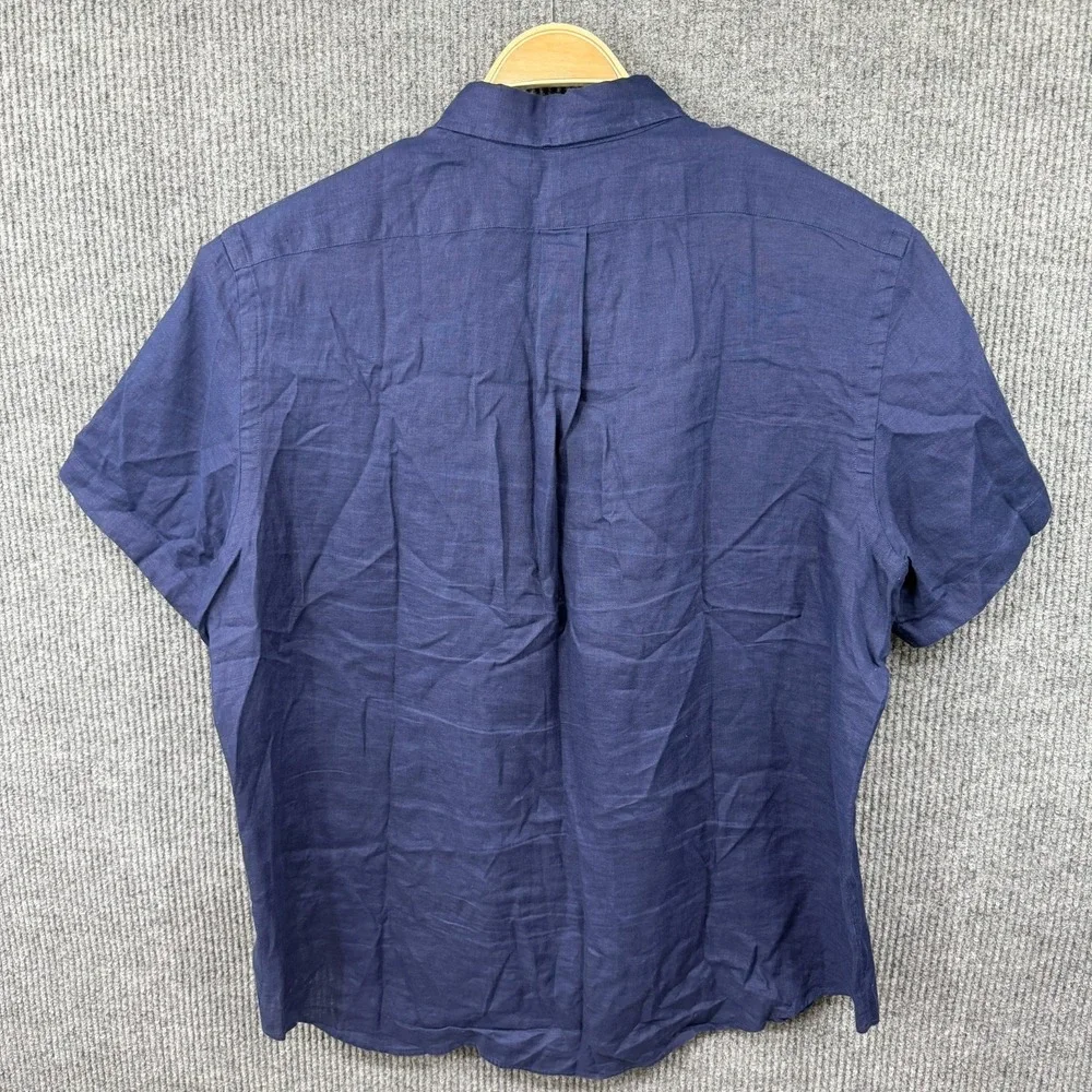 Polo Ralph Lauren Men's 100% Linen Short Sleeve Classic Fit Camp Shirt XXL Blue